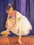 Ron Hedrick, Ballerina Lacing Shoes, acrylic on wood board