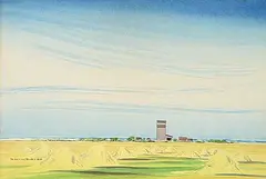 Robert Newton Hurley, Untitled - Stooks Under the Skyline, 1959, watercolour on paper