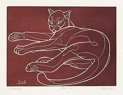 Cougar #44/100 by Illingworth Kerr, lino block on paper, sold Sep 2025