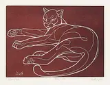 Illingworth Kerr, Cougar #44/100, lino block on paper