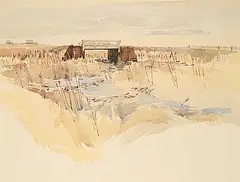 Luke Orton Lindoe, Early Spring and Bridge, 1978, watercolour on paper