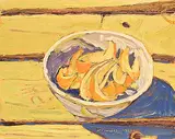 Robert F.M. McInnis, Bowl of Orange Peels, 1989, oil on paper board