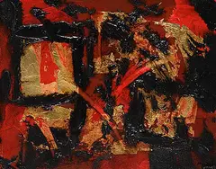 Edward Michell, Mystical Fire, mixed media on wood board