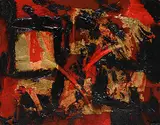Edward Michell, Mystical Fire, mixed media on wood board