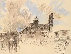 Joseph Francis Plaskett, Untitled - Paris Cathedral, 1998, pastel on paper