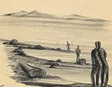 Clifford Foard Robinson, Untitled - Figures on the Beach, graphite on paper