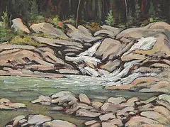 John Davenall Turner, Chippewa River Falls, 1975, oil on canvas board