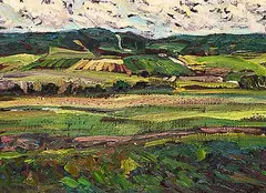 Lawrence Washburn, Near Dewinton, 1980, oil on canvas board