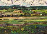 Lawrence Washburn, Near Dewinton, 1980, oil on canvas board