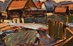 Lawrence Washburn, Rocky Mountain Alley, 1984, oil on canvas board