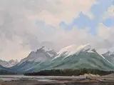 Karl E. Wood, Mt. Saskachewan, oil on wood board