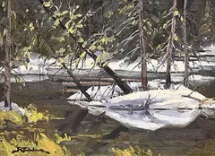 Robert Edward Wood, Untitled - Spring Pond, Kananaskis, oil on wood board