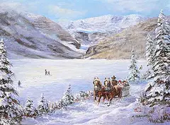 Maxine Abraham, Sleigh Ride at Lake Louise, acrylic on canvas