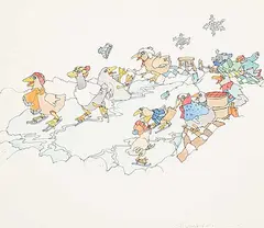 Patricia Askren, The Ducks, watercolour and ink on paper