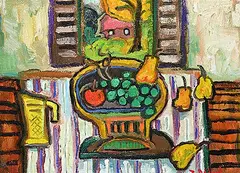 Pierre Bedard, Poires Raisins Pomme, oil on canvas