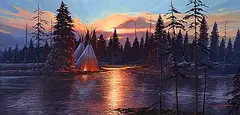 Richard Berg, Untitled - Sunset Over the River, oil on canvas