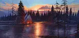 Richard Berg, Untitled - Sunset Over the River, oil on canvas