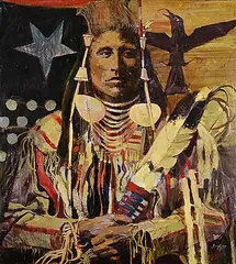 James Neil Boyle, Untitled - Portrait of a Man with Bird and Stars, 1979, acrylic on canvas