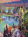 John H. Burrow, Grassy Lakes Viewpoint, acrylic on canvas board