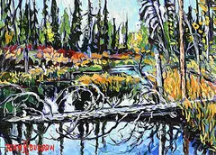 Beaver Creek by John H. Burrow, acrylic on wood board, sold May 2025