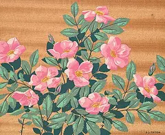 A. J. Casson, Early Wild Roses, colour silkscreen on wood veneer