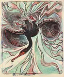 Richard Calver, Cormorant #15/60, colour lino block on paper