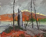 Robert Lee Chadwick, Old Stump, Halls Lake, Haliburton, oil on canvas board