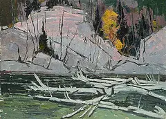 Robert Lee Chadwick, Old Logs on the Big Hawk River, Haliburton, 1966, oil on canvas board