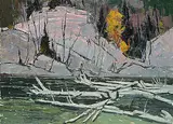Robert Lee Chadwick, Old Logs on the Big Hawk River, Haliburton, 1966, oil on canvas board