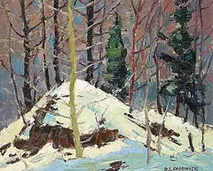 Robert Lee Chadwick, Roadside Forms, Spring, oil on canvas board