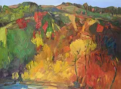Louise Cook, Autumn Hours II, oil on wood panel