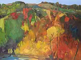 Louise Cook, Autumn Hours II, oil on wood panel