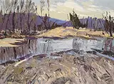 Kent de Conde, Spring Floods, oil on wood board