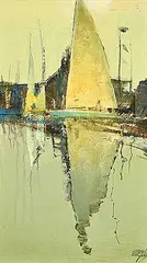 Adrian Dingle, Last One Home, Rockport, Cape Ann, acrylic on wood board