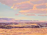 William Duma, Fields and Sky, acrylic on canvas board