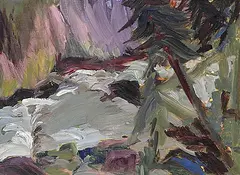Elizabeth Dunn, Gaby Creek near White River Ont., oil on canvas board