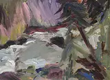 Elizabeth Dunn, Gaby Creek near White River Ont., oil on canvas board