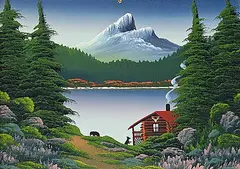 Levine Flexhaug, Untitled - Curious Bears, oil on wood board