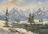 Elaine Fleming, Winter on the Bow, oil on canvas board