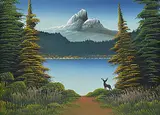 Levine Flexhaug, Untitled - Observant Stag, oil on wood board