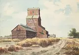 Donald Alwin Frache, Broxburn Elevator, 1977, watercolour on paper