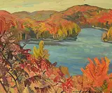Naomi Jackson Groves, Untitled - Anderson Lake, Warm Fall Day, 1969, oil on wood panel