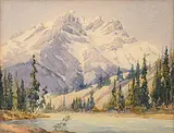 Reginald Llewellyn Harvey, Cascade Mt. from Loop Drive, Banff, watercolour on paper