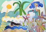 Woman with a Cat by Eliza H. Hemingway Hawkins, oil on canvas, sold May 2025