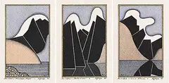 Robert John Hope, Mountain Slopes / Reflections / Wind Blown, 1983, pen and ink on paper