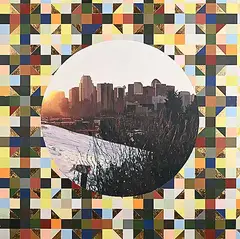 Cory Hopfner, Untitled - Patchwork Calgary View, 1994, mixed media on canvas