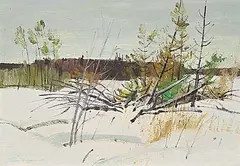 Ross Huggins, Untitled - Winter Bushes, 1963, oil on wood board