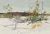 Ross Huggins, Untitled - Winter Bushes, 1963, oil on wood board