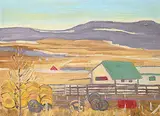 Mary Spice Kerr, Barnyard, 1980, oil on canvas board