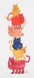 Audrey Mabee, Untitled - Stack of Cats, watercolour on paper